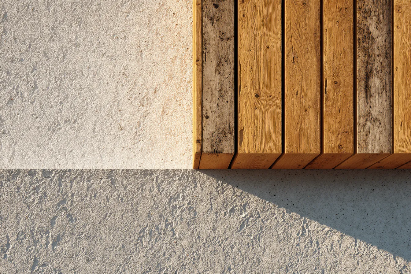 Façade de maison comparant une finition enduit et un bardage ventilé
