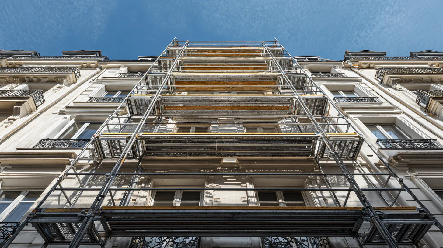 Échafaudage installé sur une façade