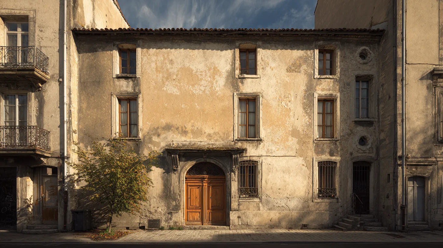 Façade d'un immeuble locatif ancien à rénover en ville